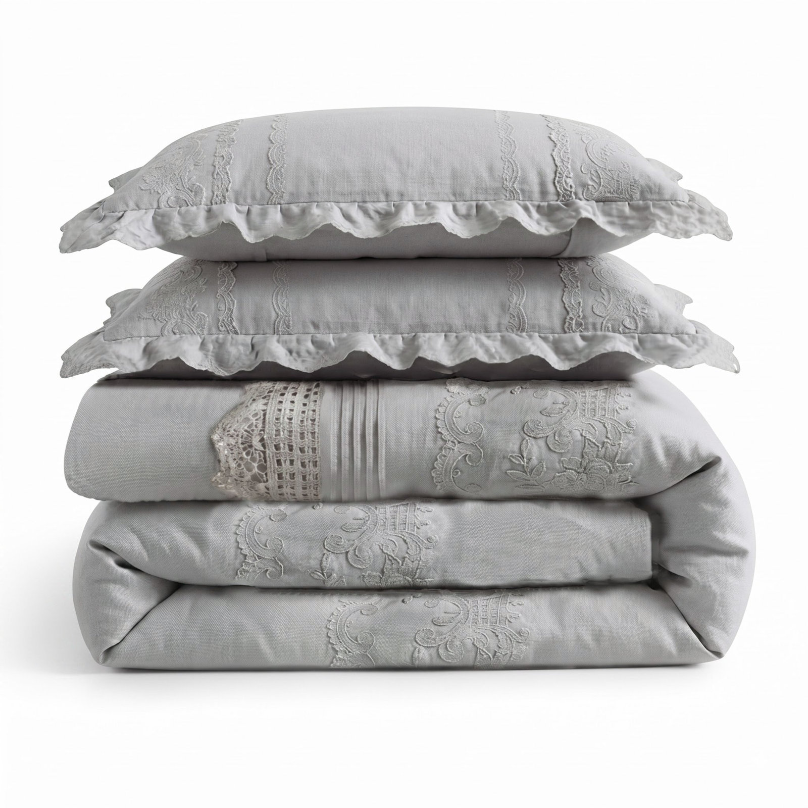 100% Linen Duvet Cover Set, Gray Storm, King Duvet Cover + 2 King Shams