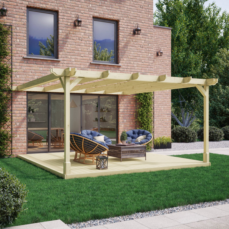 Jarrius Wood Pergola, Light Green, 270cm H x 300cm W x 300cm D