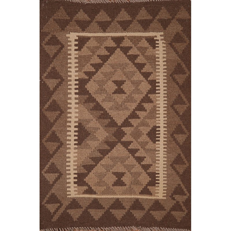 Geometric Brown Kilim Oriental Area Rug 3x4