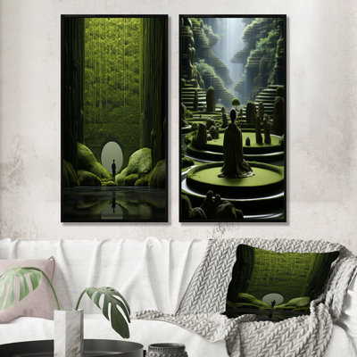 Mediation Zen Garden Contemplation - Ensemble de 2 décorations murales paysages abstraits