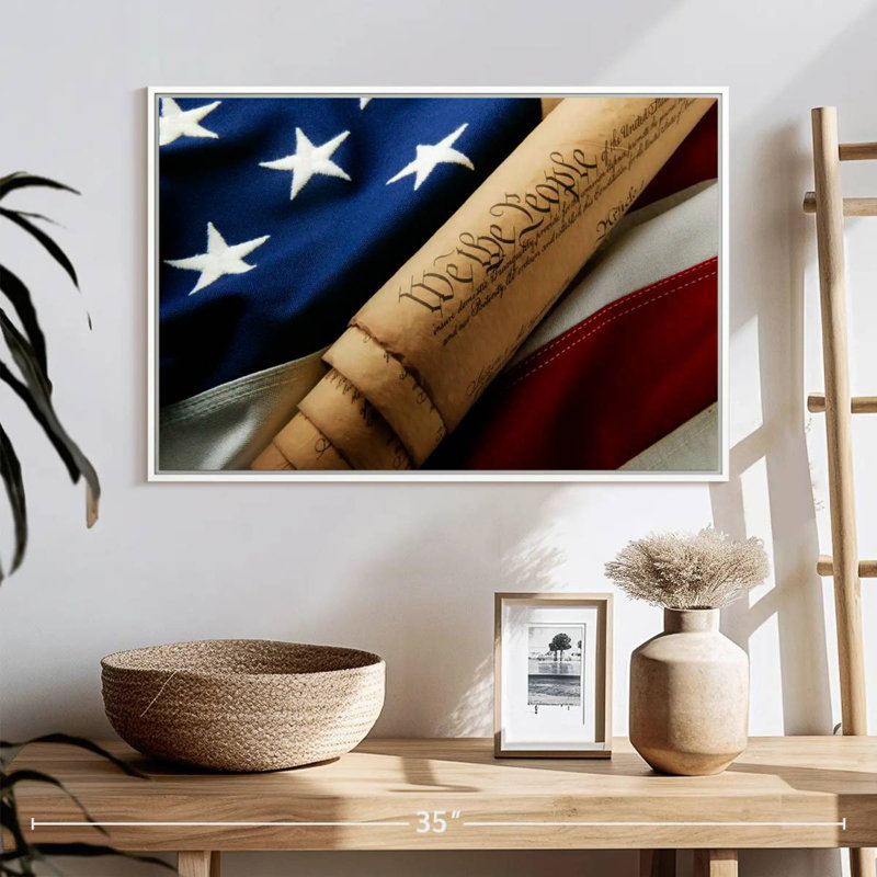 Liberté américaine, Cadre flottant blanc, 43 po x 29 po