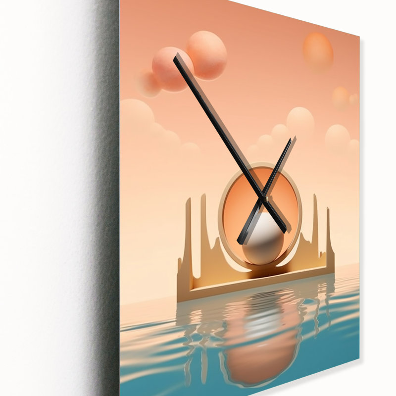 Graphic Bliss Retro Futuristic Architecture IV - Paysage abstrait très grandes horloges murales, H 32 po x l 16 po x P 1 po