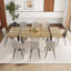 Ensemble de table de salle à manger 87 pouces en bois avec chaise rembourrée en similicuir-115827565-115827566