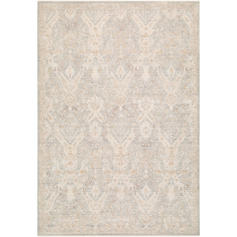 Landwehr Machine Woven Area Rug, Rectangle 12' x 15', Cream/Medium Gray