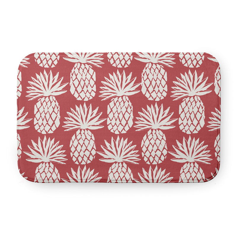 Tapis de bain à motif ananas, L 21 po x L 34 po, Rouge