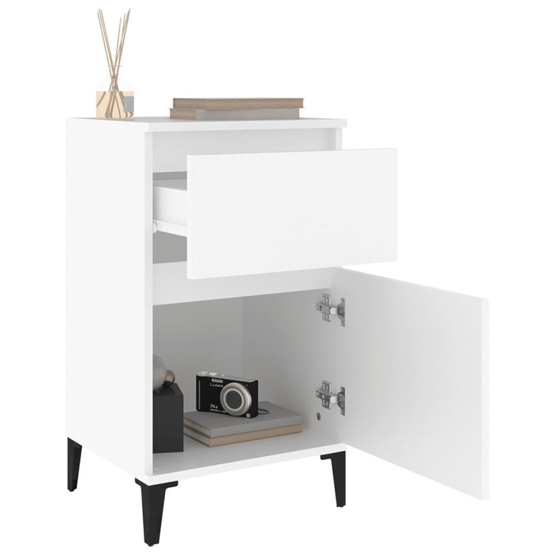 40cm W Bedside Table, White