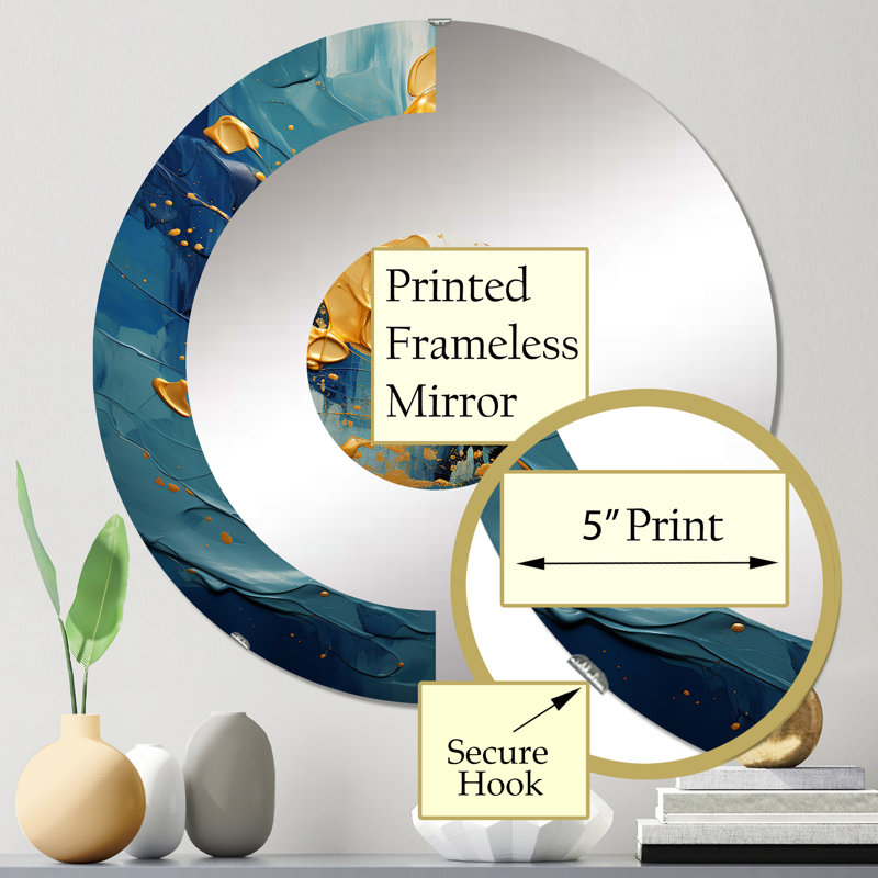 Zenebe - Miroir mural demi-cercle, 31,4 po x 31,4 po