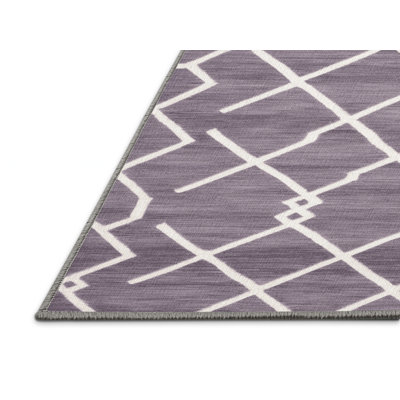 Machine Washable Trellis Pink Area Rug