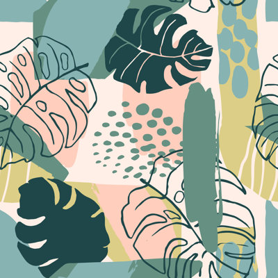 Tropical Plants Pattern - Wrapped Canvas Print