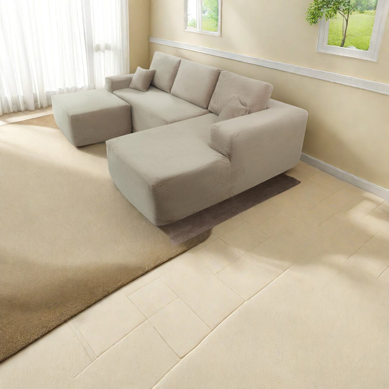 Modulaires luxueux en velours côtelé chameau, en forme de U moderne pour les espaces de vie