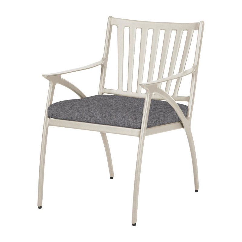 Amari Dining Chair Frame with Cushion, Cast Slate Sunbrella® Plainweave, Carbon