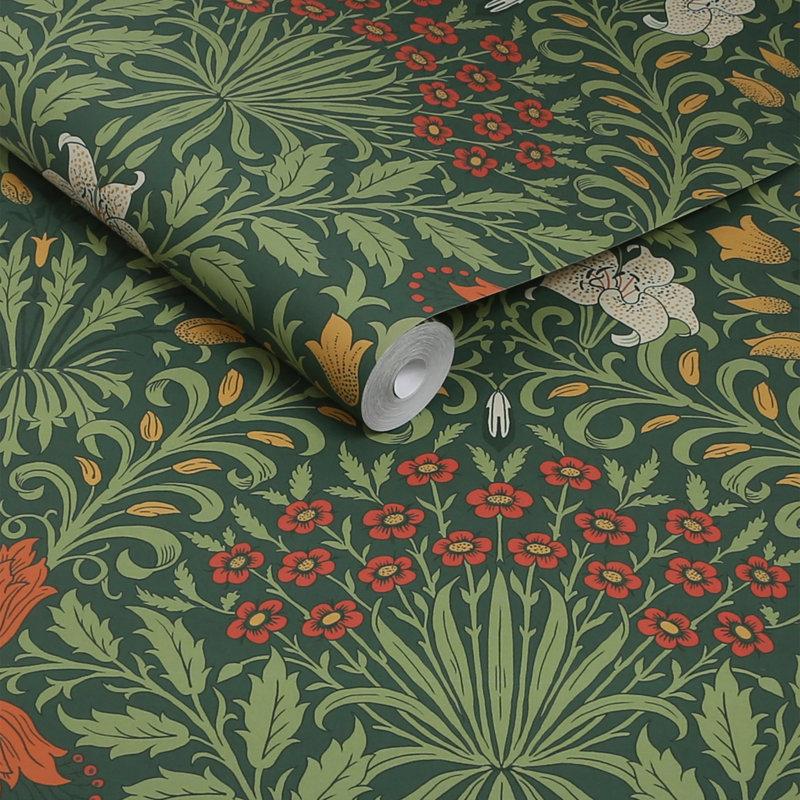 Papier peint doux William Morris Garden, Vert foncé