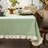 Waffle Weave Textured Rectangle/Oblong Tablecloth With Cotton Retro Ruffle Trim Solid For Farmhouse Decor-1952496576-1952496637