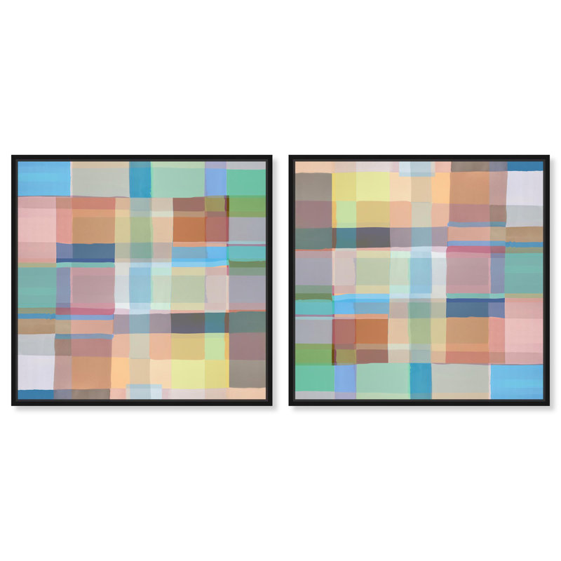 «Color Board», ensemble de 2 toiles par Art Remedy, H 13 po x l 13 po, Cadre noir