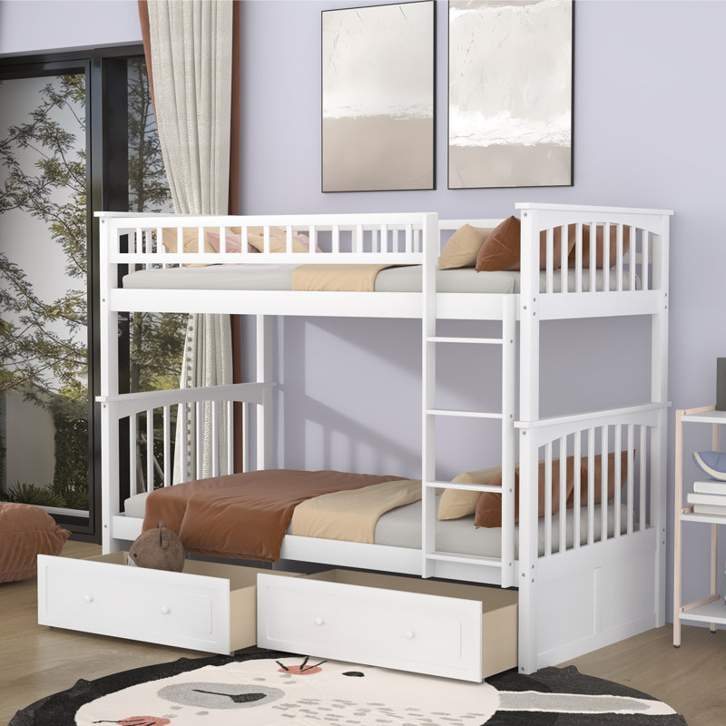 Gilba Kids Twin Over Twin Bunk Bed, White