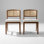 Ensemble de 2 chaises de salle à manger modernes en rotin avec siège rembourré et structure en bois franc, chaises sans accoudoirs