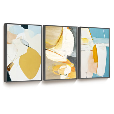 Cadre moderne abstrait encadré - ensemble de 3 reproductions sur toile