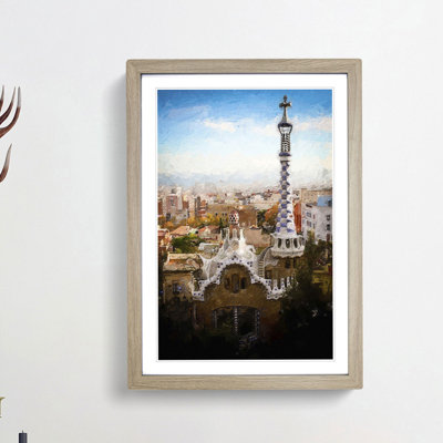 Parc Guell in Barcelona Spain - Picture Frame Painting Print on MDF
