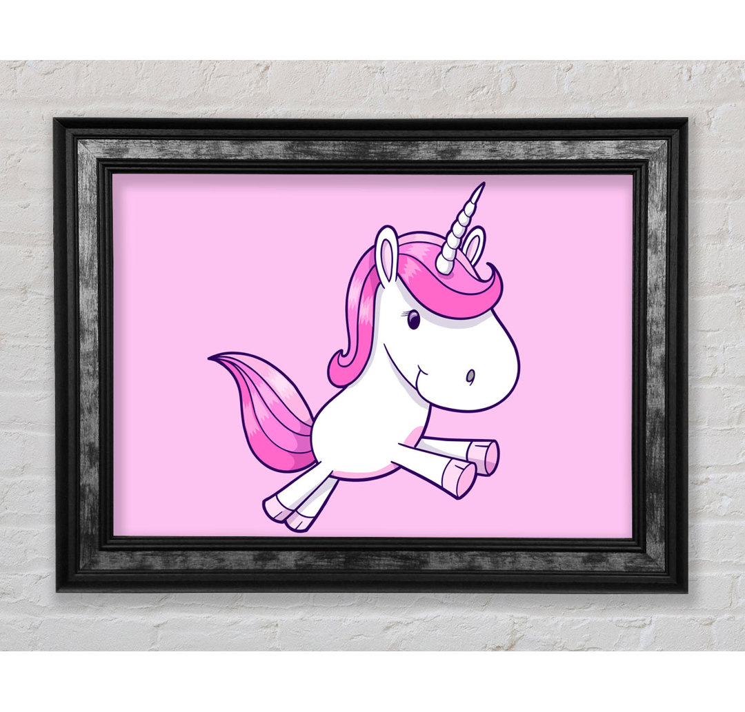 Gerahmtes Leinwandbild Leaping Unicorn Pink