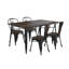 Solid Wood Top Metal Base Dining Table-440573153