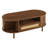 47.2" Mid-century Modern Oval Coffee Table With Rattan Sliding Door, Drawer & Open Storage, Solid Wood Legs-1167030751