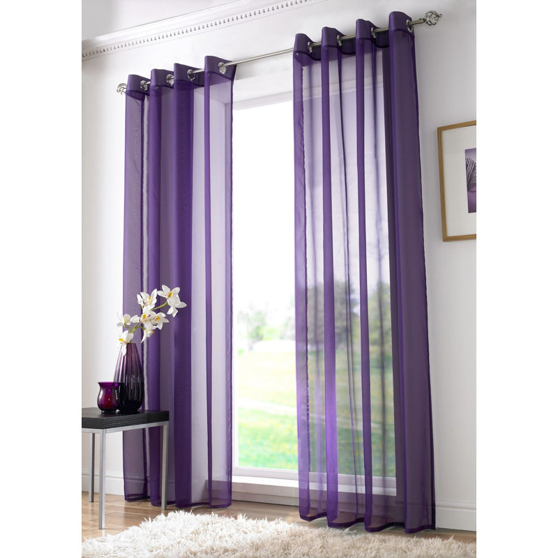 Jaxcen Sheer Curtain Single Panel, 149.86 W x 137.16 D cm, Purple