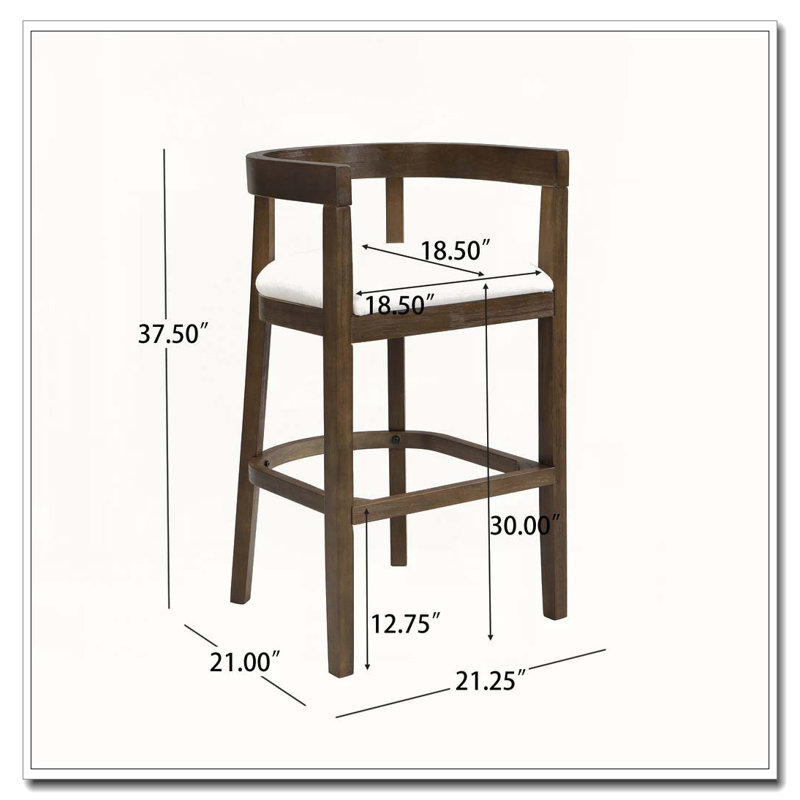 Tabouret de comptoir en bois d'hévéa, Tabouret de comptoir (siège d'une hauteur de 21 p, Teck