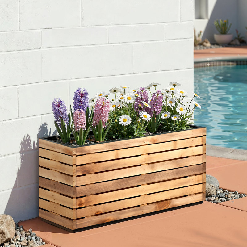 Large Rectangular Planter - Metal Rectangular Planter Box with Drainage Holes for Indoor and Outdoor Use