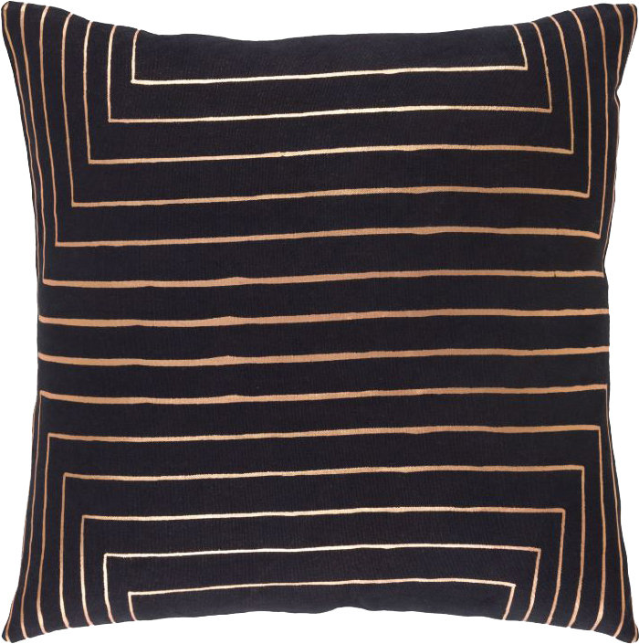 Crescent Striped Cotton Throw Pillow, 22" x 22", Pink/Yellow, Down Blend