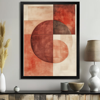 Équilibre en terre cuite rouge-brun III - Tableau abstrait moderne de transition encadré