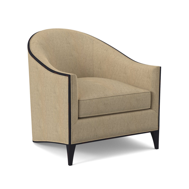 Atelier Sunbrella® Barrel Chair, Filigree Ivory 100% Polyester, Vintage Ebony
