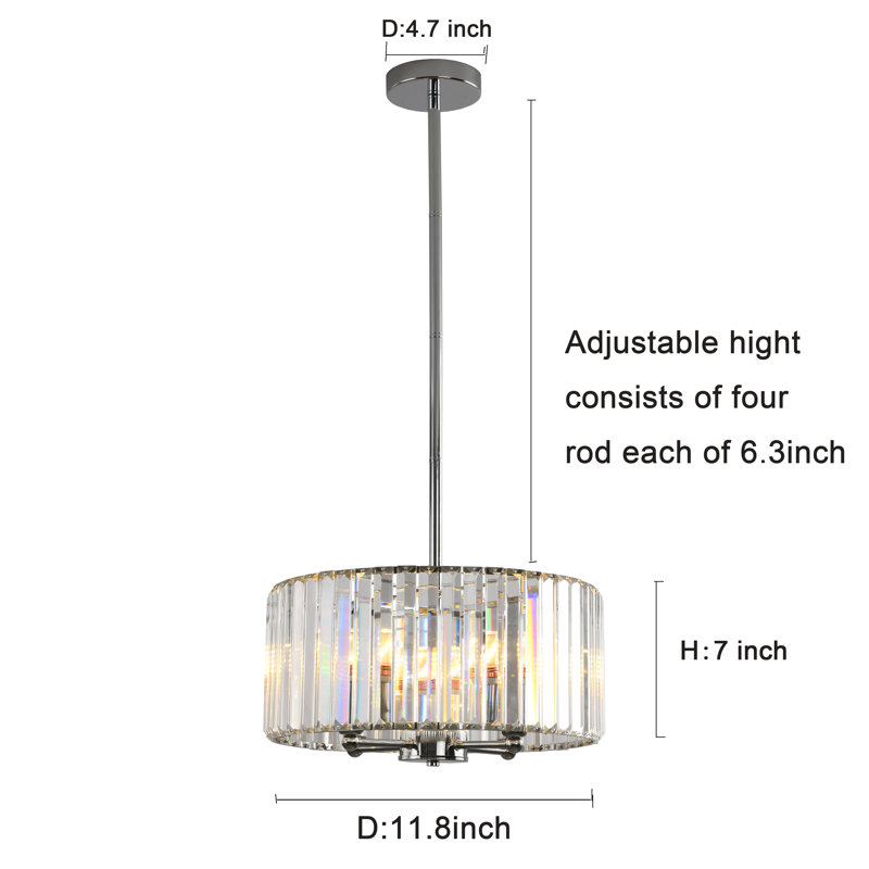 Luminaire suspendu cylindrique à 4 lumières