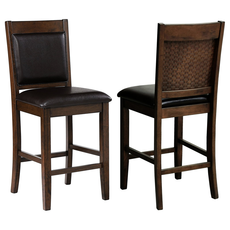 Chaise de comptoir de 2 tabourets de bar rembourrés en similicuir avec pieds fuselés, sièges et dossier solide pour les coins repas