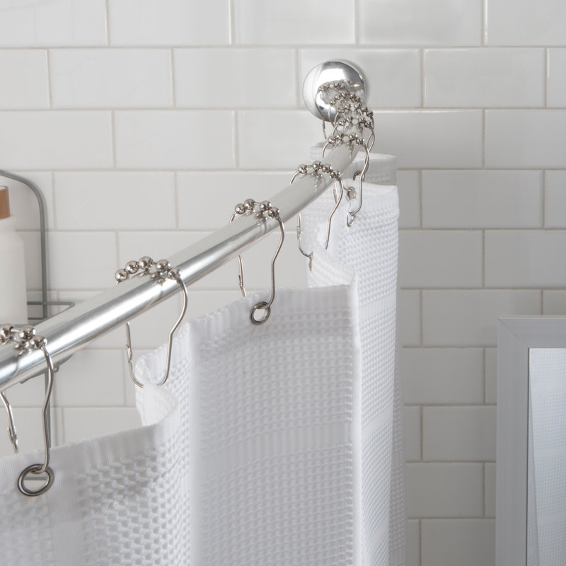 Adjustable Chrome Curved Tension Shower Rod 42"-60"