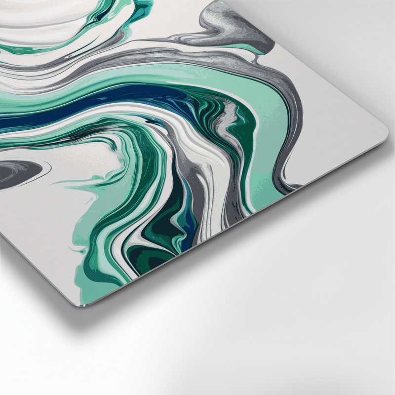 Abstrait art fluide vert 63, art mural en métal, H 11 po x l 14 po