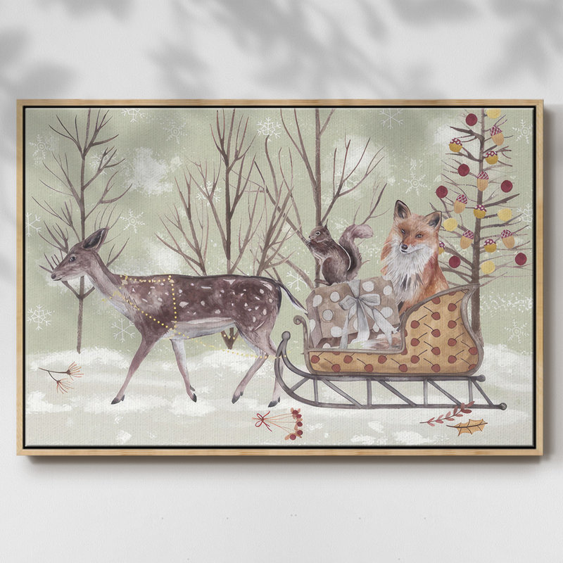 Christmas Time Collection A, reproduction d'art sur toile, H 17 po x l 25 po x P 1,5 po, Cadre naturel flottant