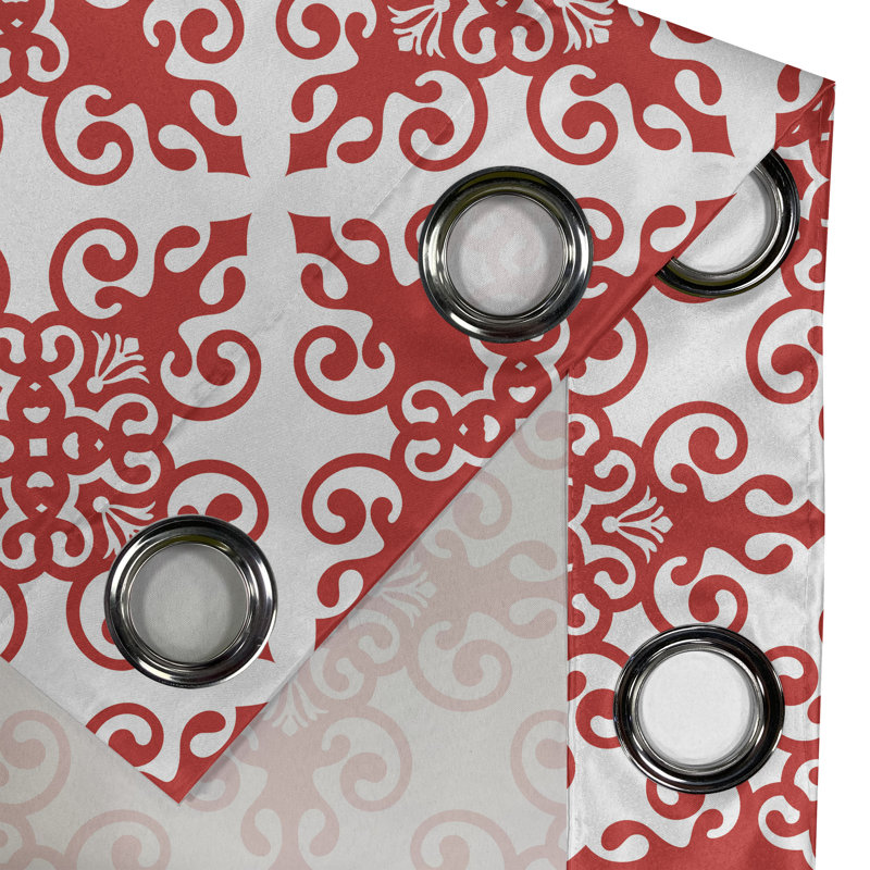 Rideaux décoratifs pour fenêtre à 2 panneaux avec œillets East Urban Home, 50 po, blanc et rouge, L 50 po x L 108 po