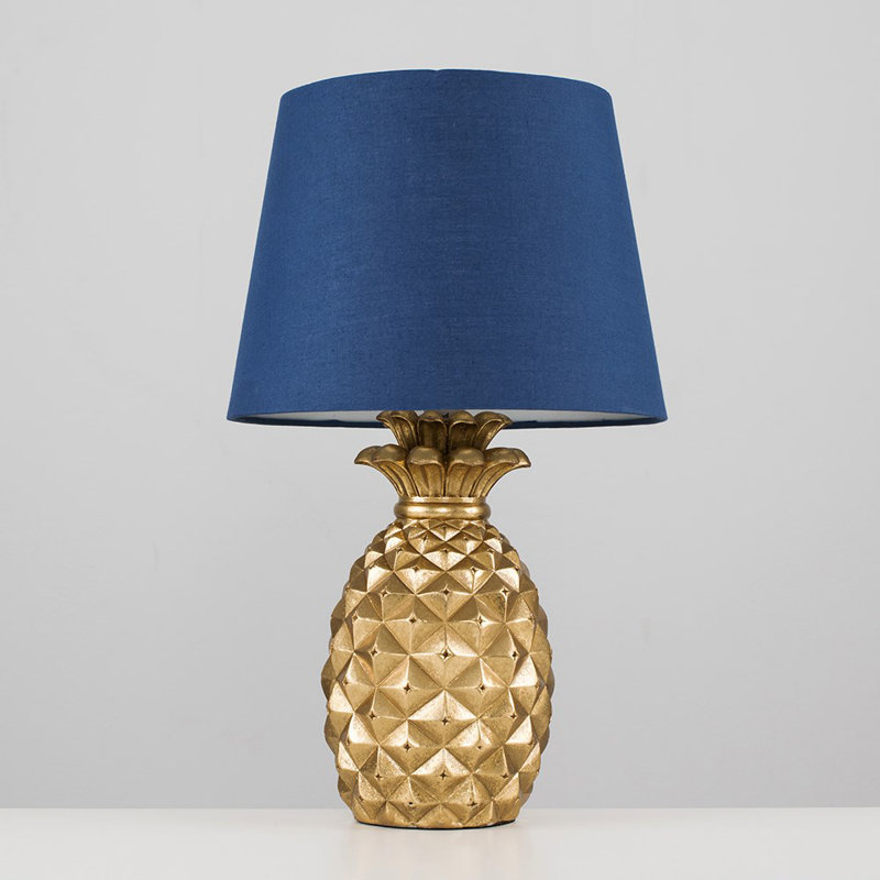 Bernina Plastic Bedside Table Lamp, Navy Blue, No Bulb