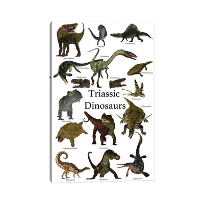 Affiche des dinosaures préhistriques et des reptiles pendant la période triasique par Corey Ford - impression d'art graphique