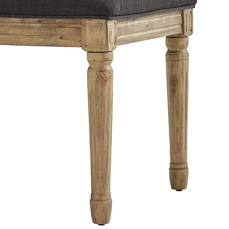 Chaise d'appoint rembourrée ornée Hildemar, Gris foncé, Naturel