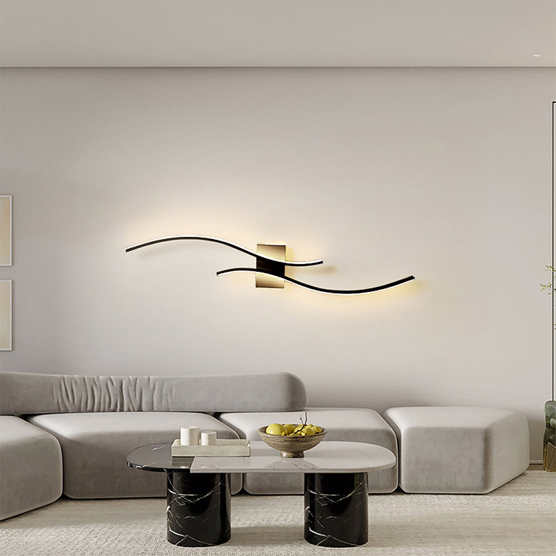  Applique murale à lumière linéaire en acrylique de style moderne , Noir mat