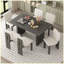 Ensemble de table de salle à manger 7 pièces avec chaises rembourrées 7 pièces-1143285528-1143285529