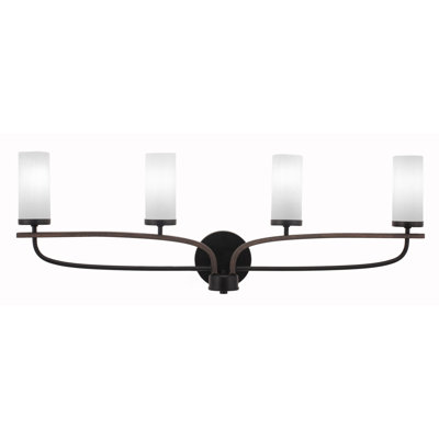 Monterey 4 Light Bath Bar Shown In Metal Finish With 2.5” Glass