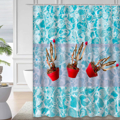 Funny Water Shower Curtain with 12 Hooks