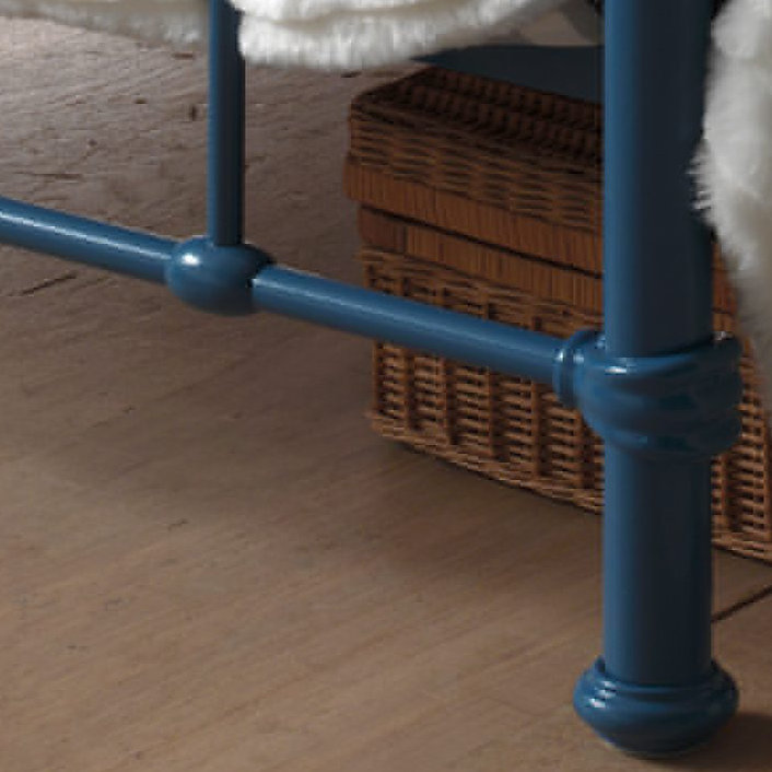 New York Metal Frame Bed, Blue, European Single (90 x 200cm)