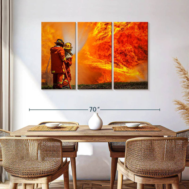 Lelar Blazing Fire Firefighters, 36" H x 57" W