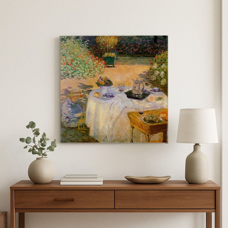 Le Déjeuner (1873) — Tableau mural carré en métal, 12" H x 12" W