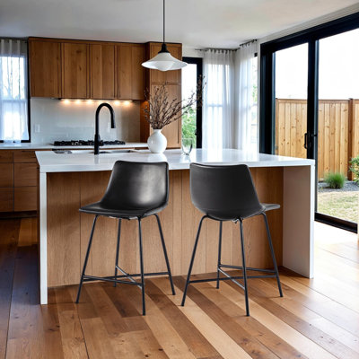 Aobh Modern Urban Faux Leather Counter Stool with Metal X Base