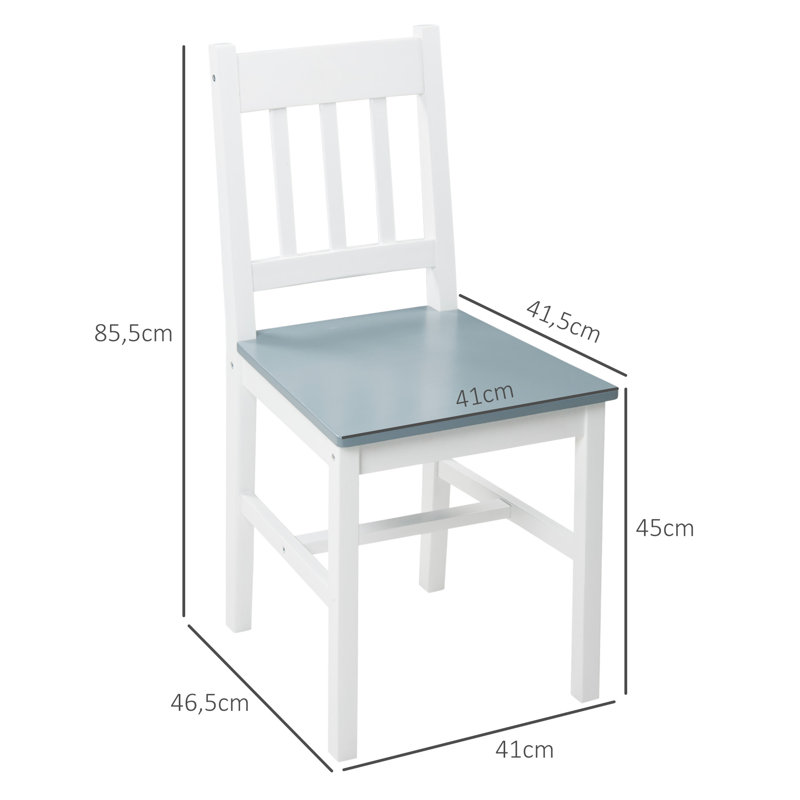 Danaysy 45cm H Solid Wood Slat Back Side Chair, White/Grey
