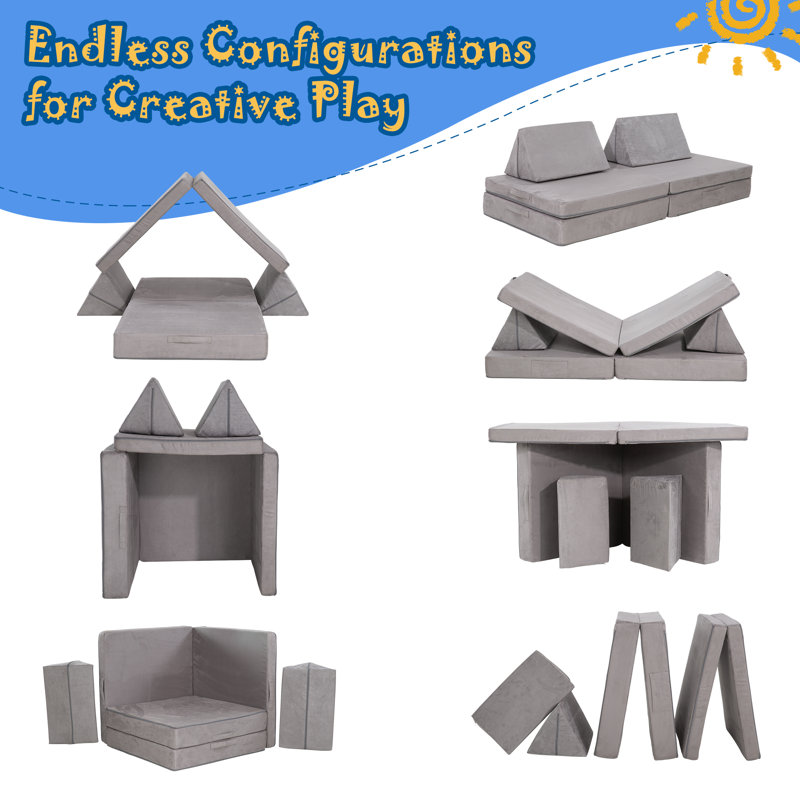Modular Kids Play Sofa Couch , Gray